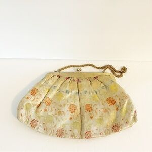 Gold Kiss Lock Gold Metallic Floral Gold Chain Purse